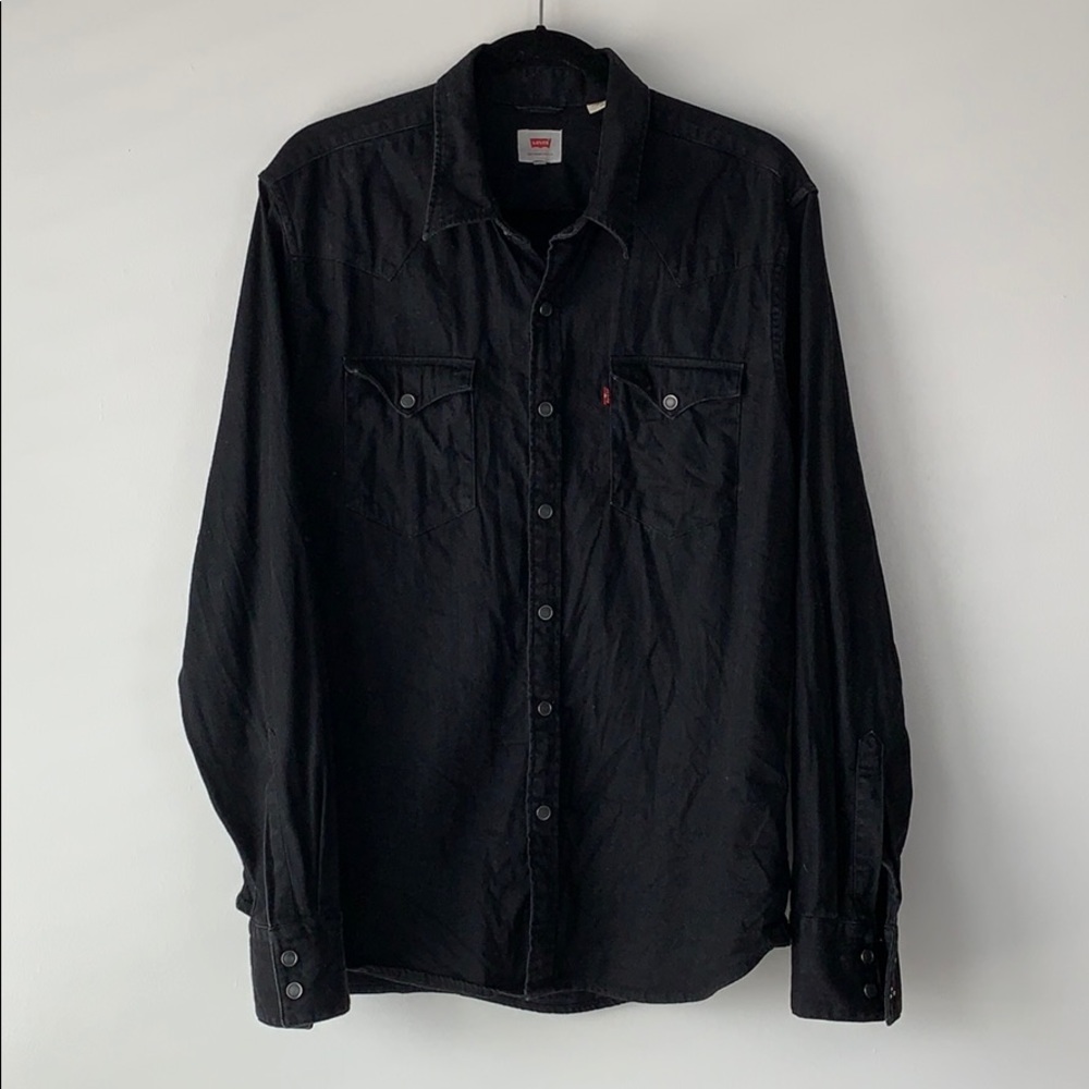 Levi’s Black Western Pearl Snap Shirt - Large